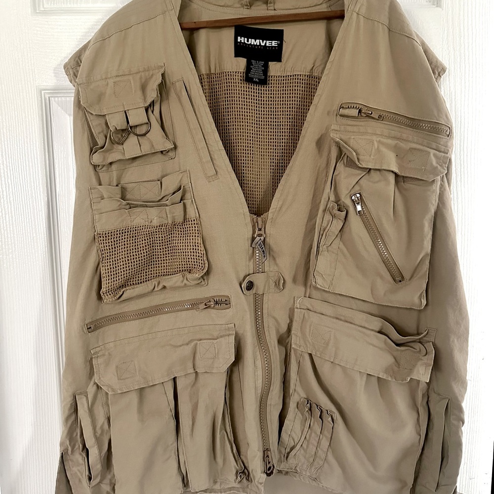Humvee Adventure Gear Khaki 15+ Pocket Sport Vest Sz XXL